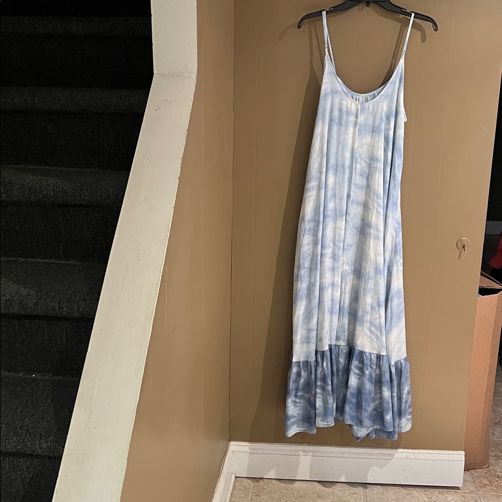 Free People Intimately Maxi Lounge Dress in Blue Floral Combo. Sz L - Picture 7 of 9
